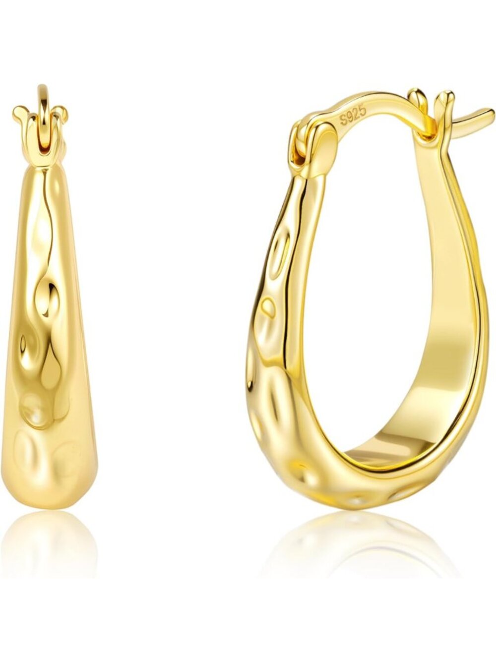 Stylish Silver Oval Hoop Earrings for Women | U-Shaped Design, Lightweight